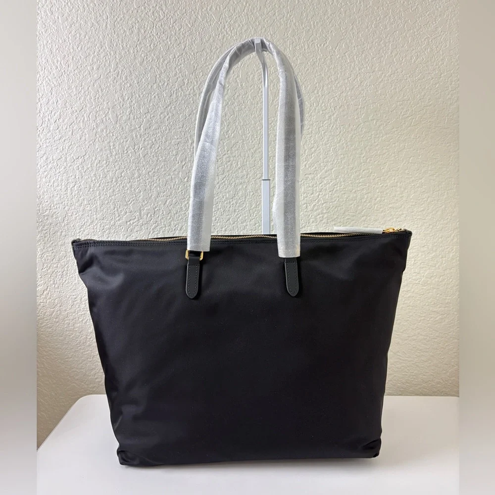 Burberry Black Nylon Tote Gold Zip Detail
